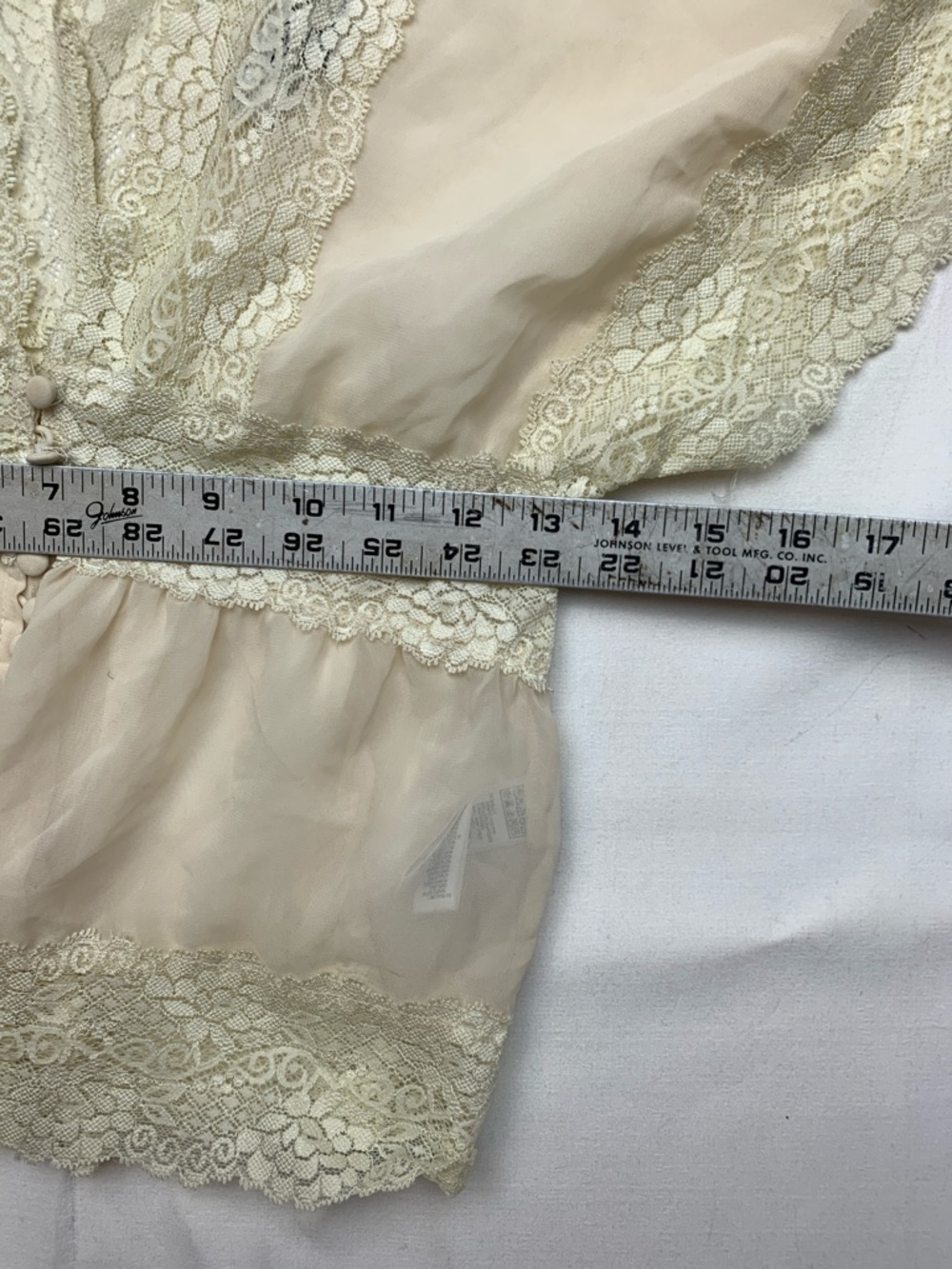 y2k Forever 21 size medium Sheer Lace Trim Button-Front Blouse Cream fairy boho - Picture 8 of 10